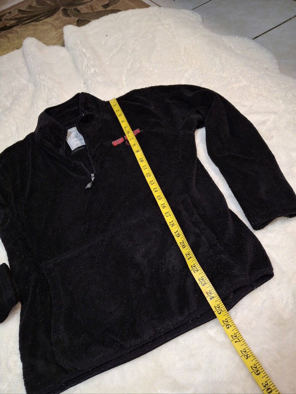 Vintage Y2K Ohio State Buckeyes Fleece Black Quarter Zip Pullover Size Medium - Picture 15 of 16